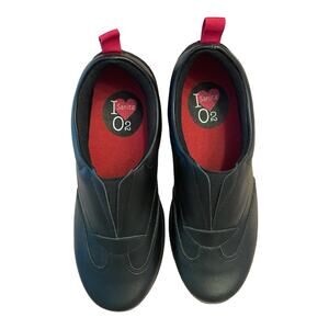 Danish Sanita O2 Life Classic Leather Slip On Shoes Black Pink Size 36